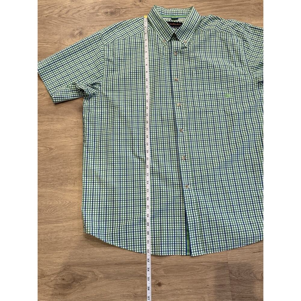 Ariat Pro Series Short Sleeve Button Down Blue/Green Gingham Plaid Men’s XL - Picture 6 of 8